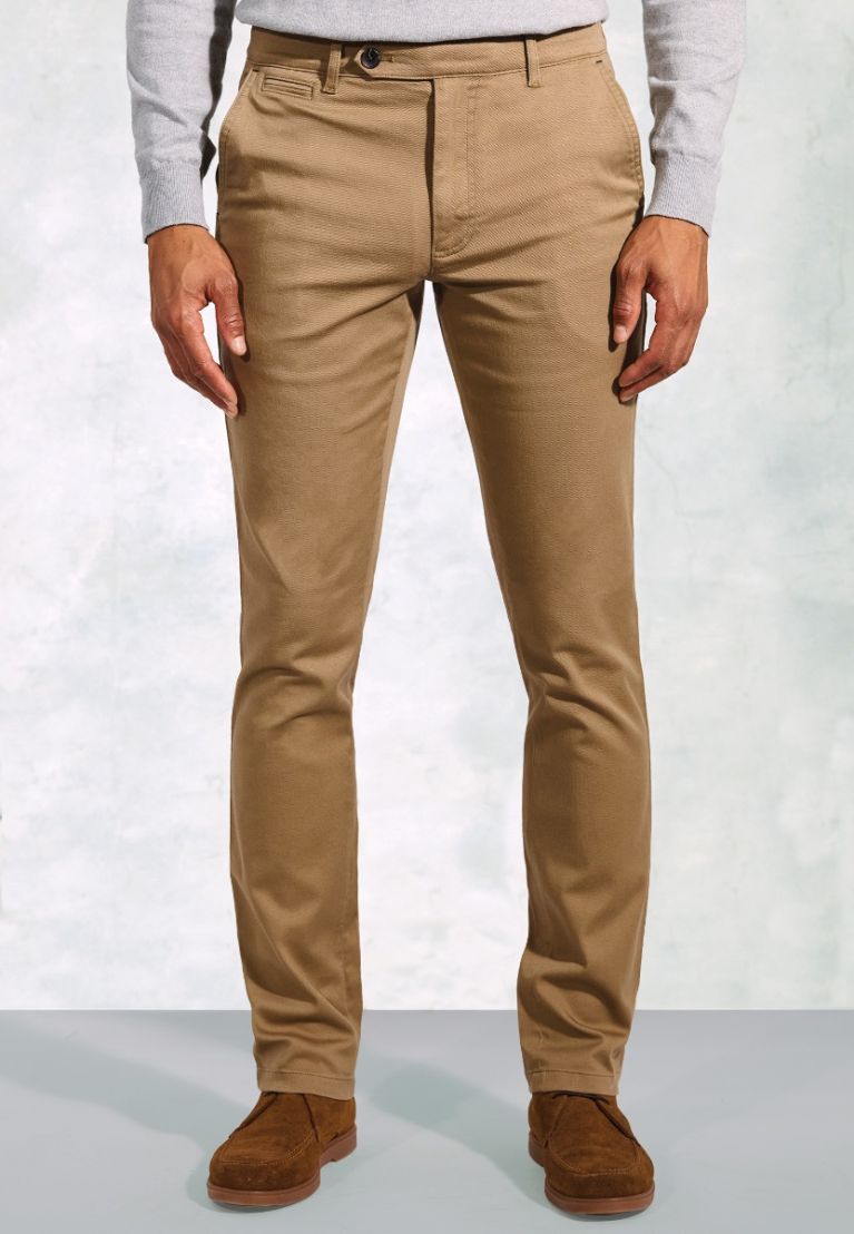Regular Fit Christie Sand Cavalry Twill Stretch Cotton Trousers