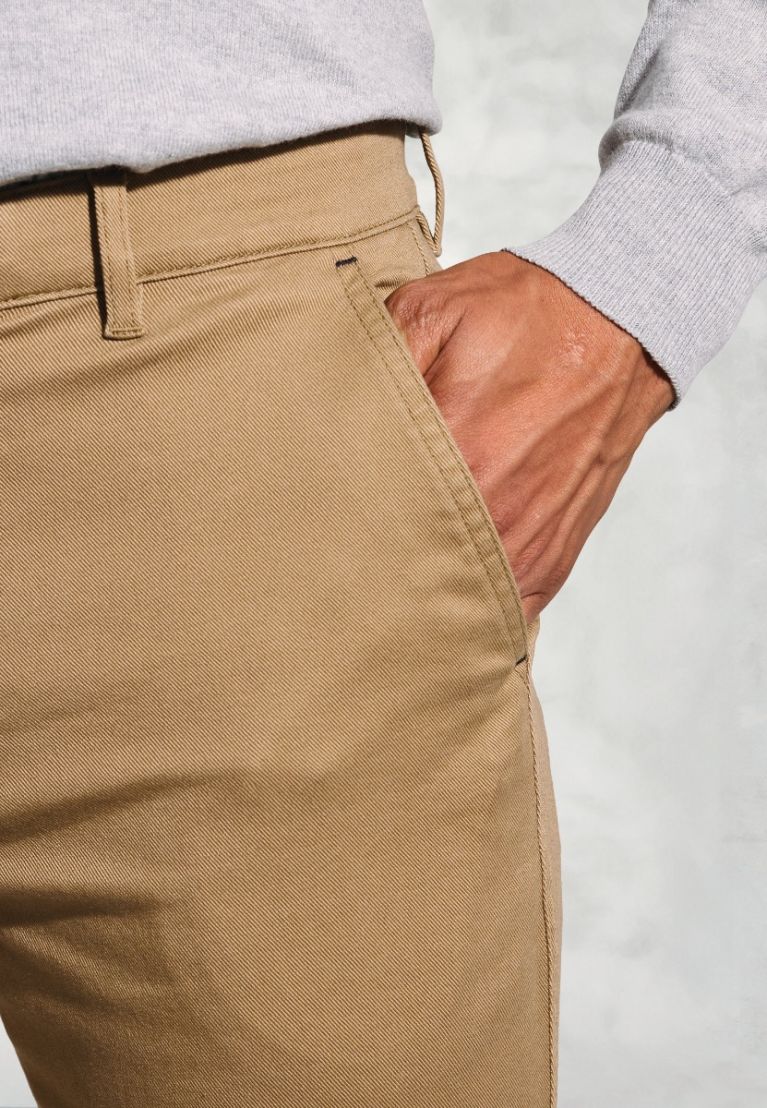 Regular Fit Christie Sand Cavalry Twill Stretch Cotton Trousers