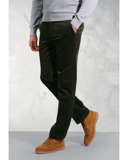 Regular Fit Ellroy Olive Corduroy Trouser