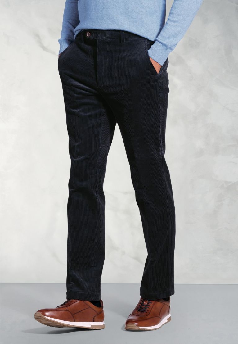 Regular Fit Ellroy Navy Corduroy Trouser