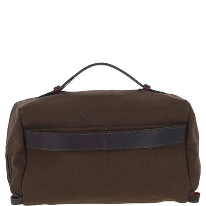 Fenland Canvas & Leather Wash Bag - Brandy/Green