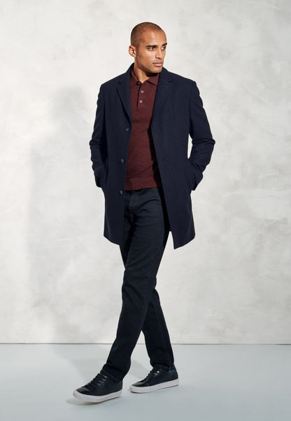 Hutchinson Navy Wool Blend Shortie Overcoat