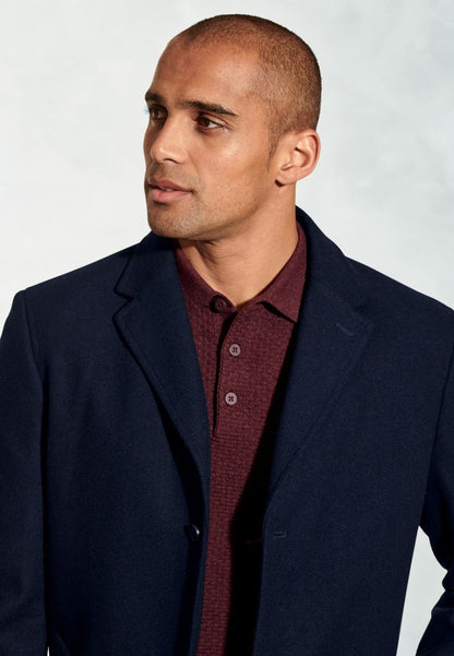 Hutchinson Navy Wool Blend Shortie Overcoat