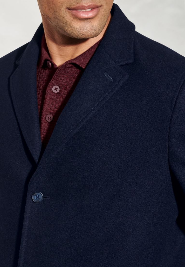 Hutchinson Navy Wool Blend Shortie Overcoat