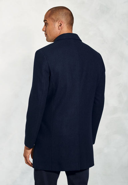 Hutchinson Navy Wool Blend Shortie Overcoat