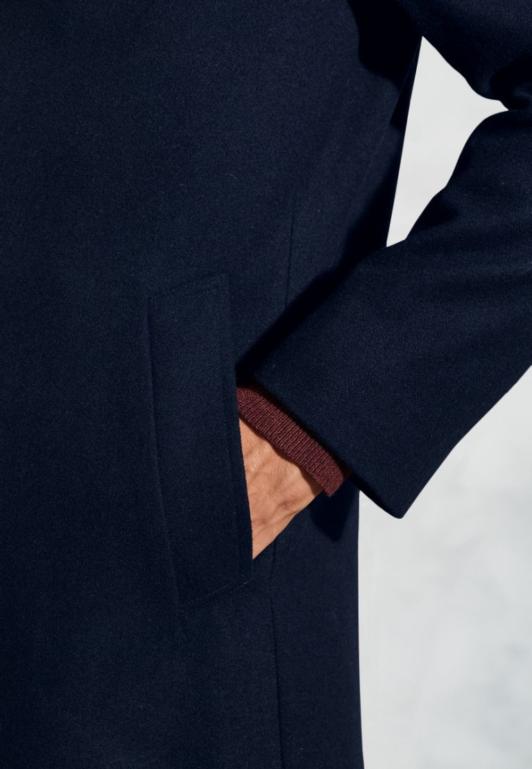 Hutchinson Navy Wool Blend Shortie Overcoat