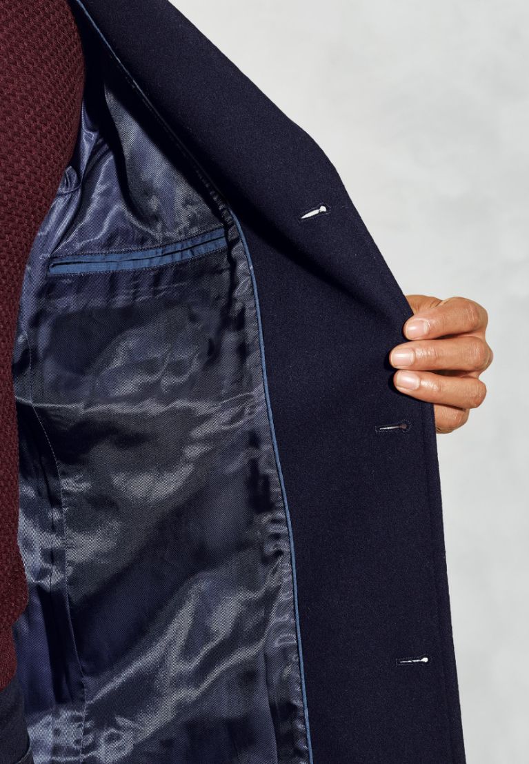 Hutchinson Navy Wool Blend Shortie Overcoat