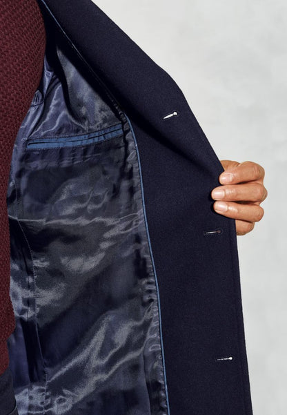 Hutchinson Navy Wool Blend Shortie Overcoat