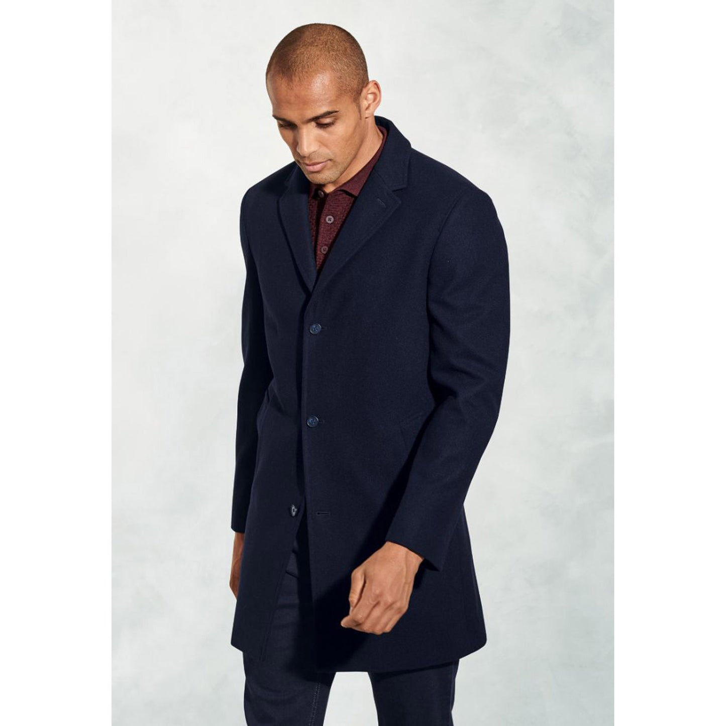 Hutchinson Navy Wool Blend Shortie Overcoat
