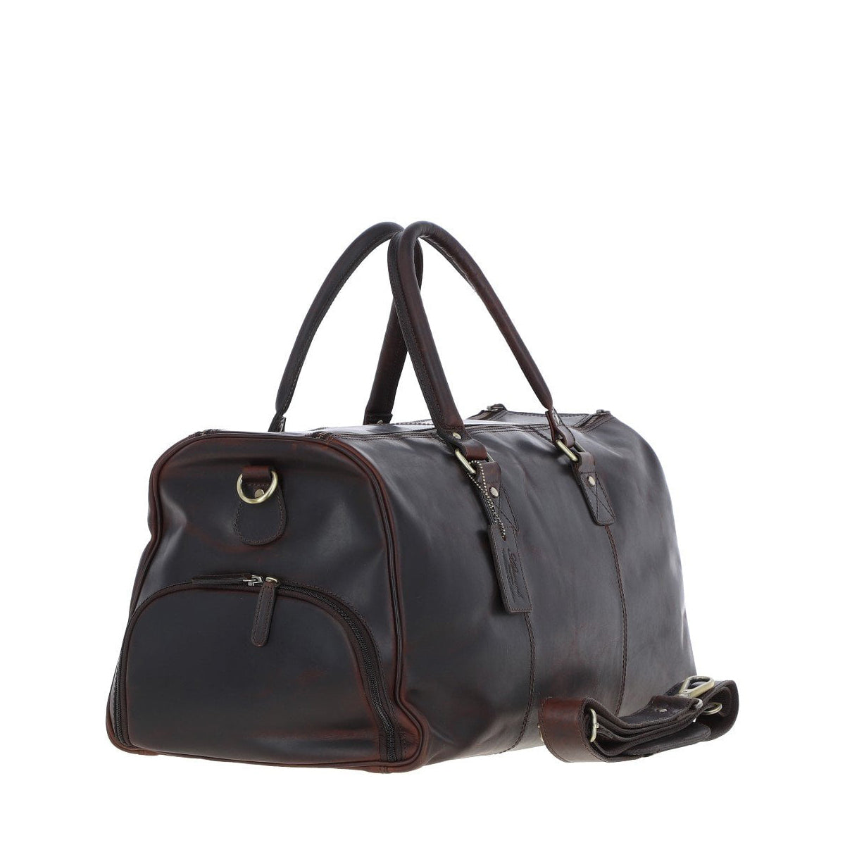Large Leather Holdall Brown: K-48