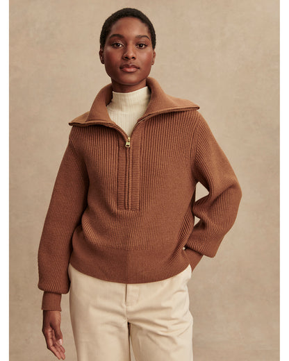 Maura Half Zip Rib Knit