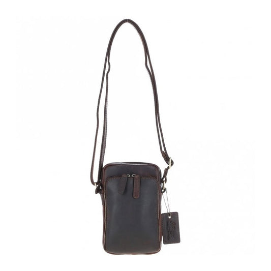 Leather Crossbody Smartphone Bag Brown: K-41