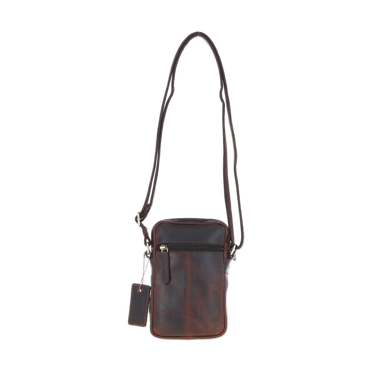 Leather Crossbody Smartphone Bag Brown: K-41