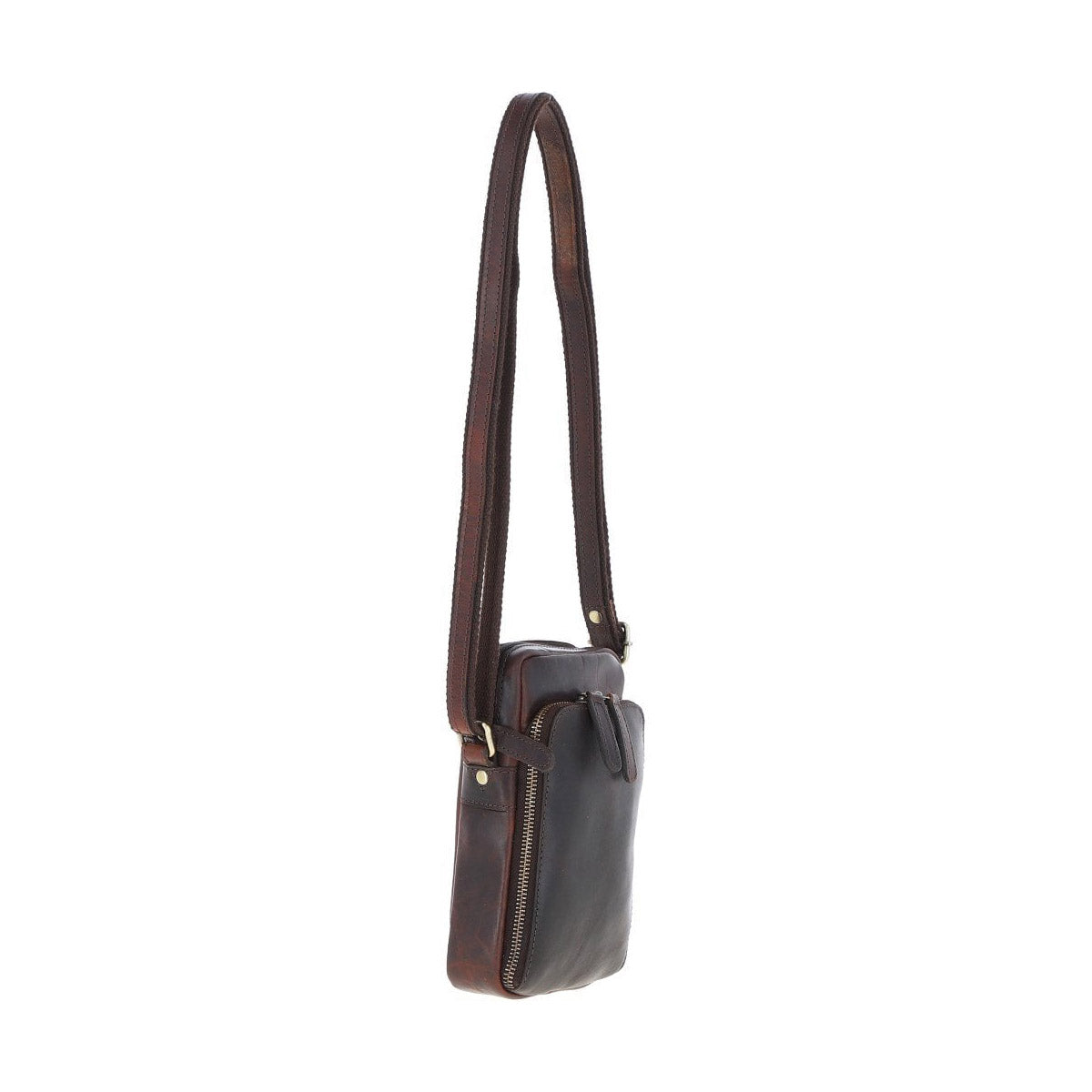 Leather Crossbody Smartphone Bag Brown: K-41