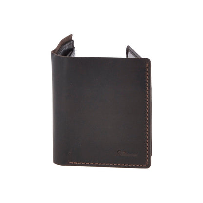 Leather Oily Hunter Bill Fold Card And Identification Wallet Brown : 1885