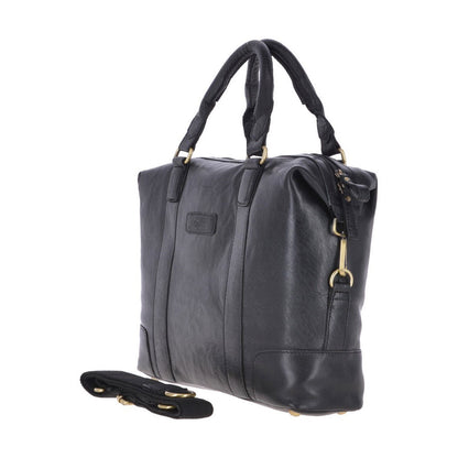 Leather Vintage Laptop Work Bag Black : G-34