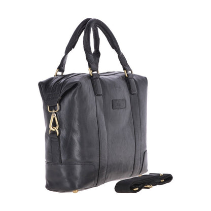 Leather Vintage Laptop Work Bag Black : G-34