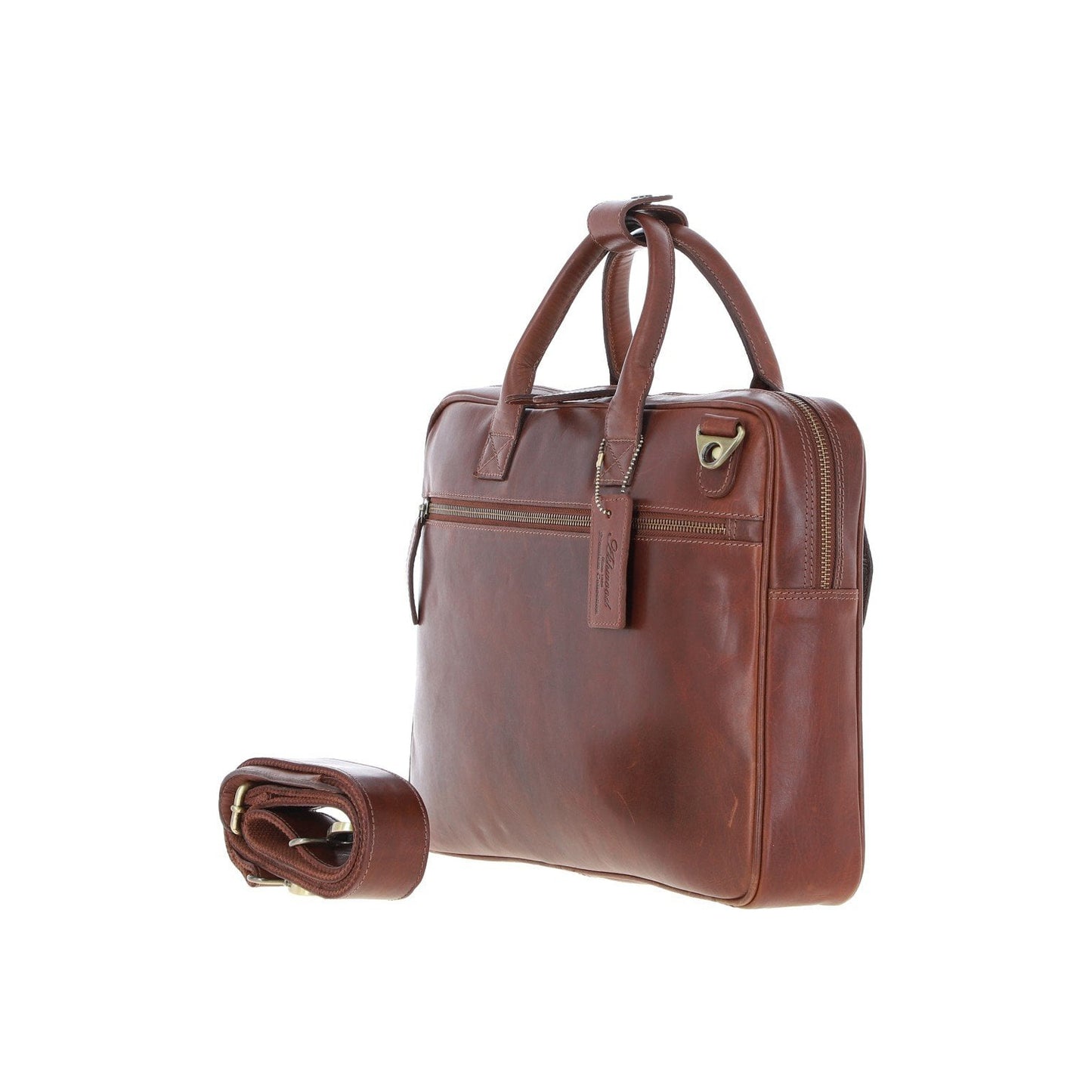 Medium Luxury Leather iPad Work Bag Chestnut: K-46
