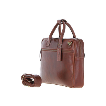 Medium Luxury Leather iPad Work Bag Chestnut: K-46