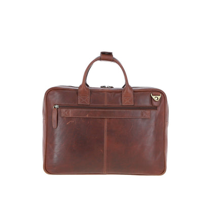 Medium Luxury Leather iPad Work Bag Chestnut: K-46