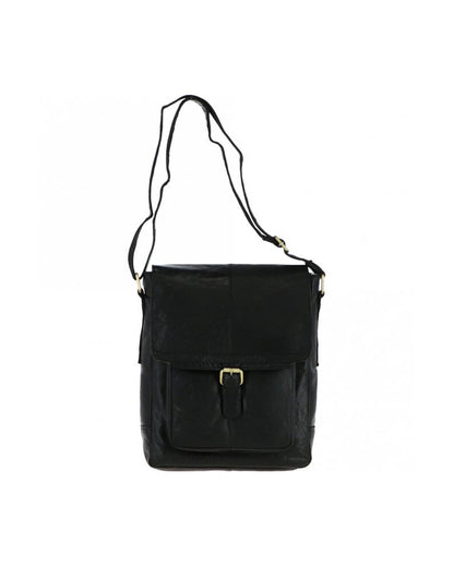 Medium Vintage Wash Leather Travel Bag Black: G-32