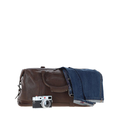 Men's Luxury Leather Weekend Holdall Brown: Austin