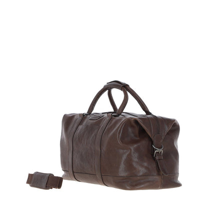 Men's Luxury Leather Weekend Holdall Brown: Austin