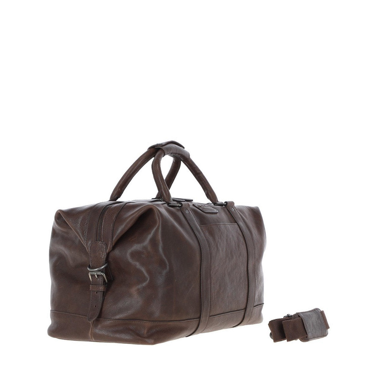 Men's Luxury Leather Weekend Holdall Brown: Austin