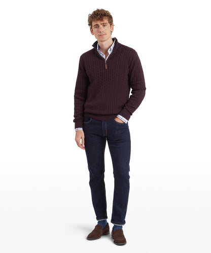 Calton Cotton Cashmere Cable 1/4 Zip Jumper
