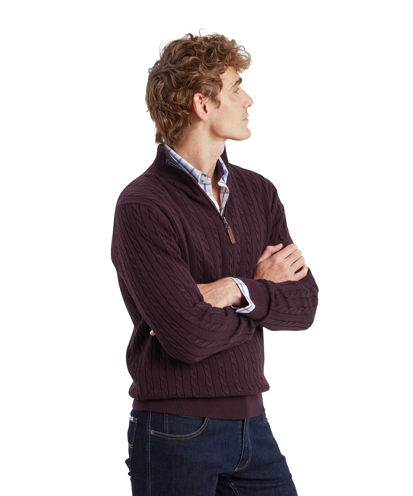 Calton Cotton Cashmere Cable 1/4 Zip Jumper