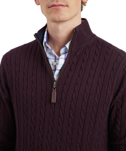 Calton Cotton Cashmere Cable 1/4 Zip Jumper
