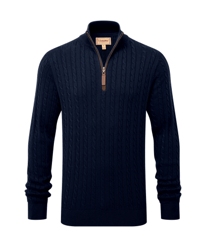 Calton Cotton Cashmere Cable 1/4 Zip Jumper