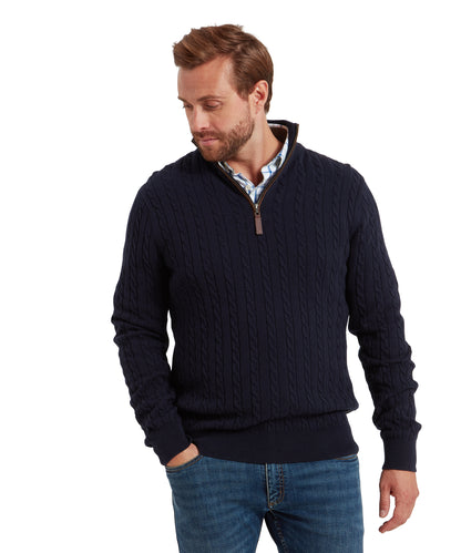 Calton Cotton Cashmere Cable 1/4 Zip Jumper