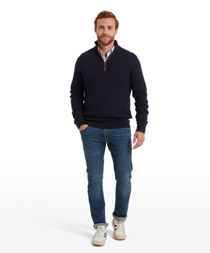 Calton Cotton Cashmere Cable 1/4 Zip Jumper