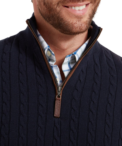 Calton Cotton Cashmere Cable 1/4 Zip Jumper