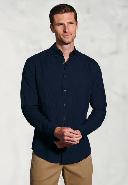 Regular Fit Navy Needlecord Cotton Shirt