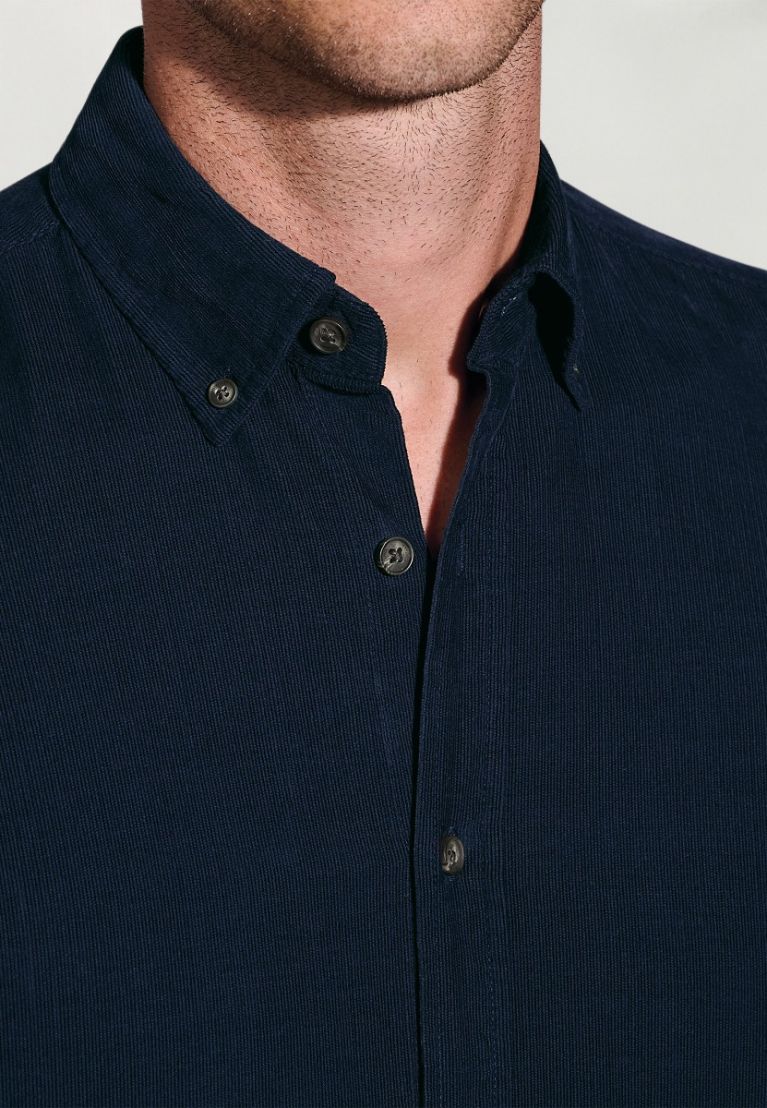 Regular Fit Navy Needlecord Cotton Shirt