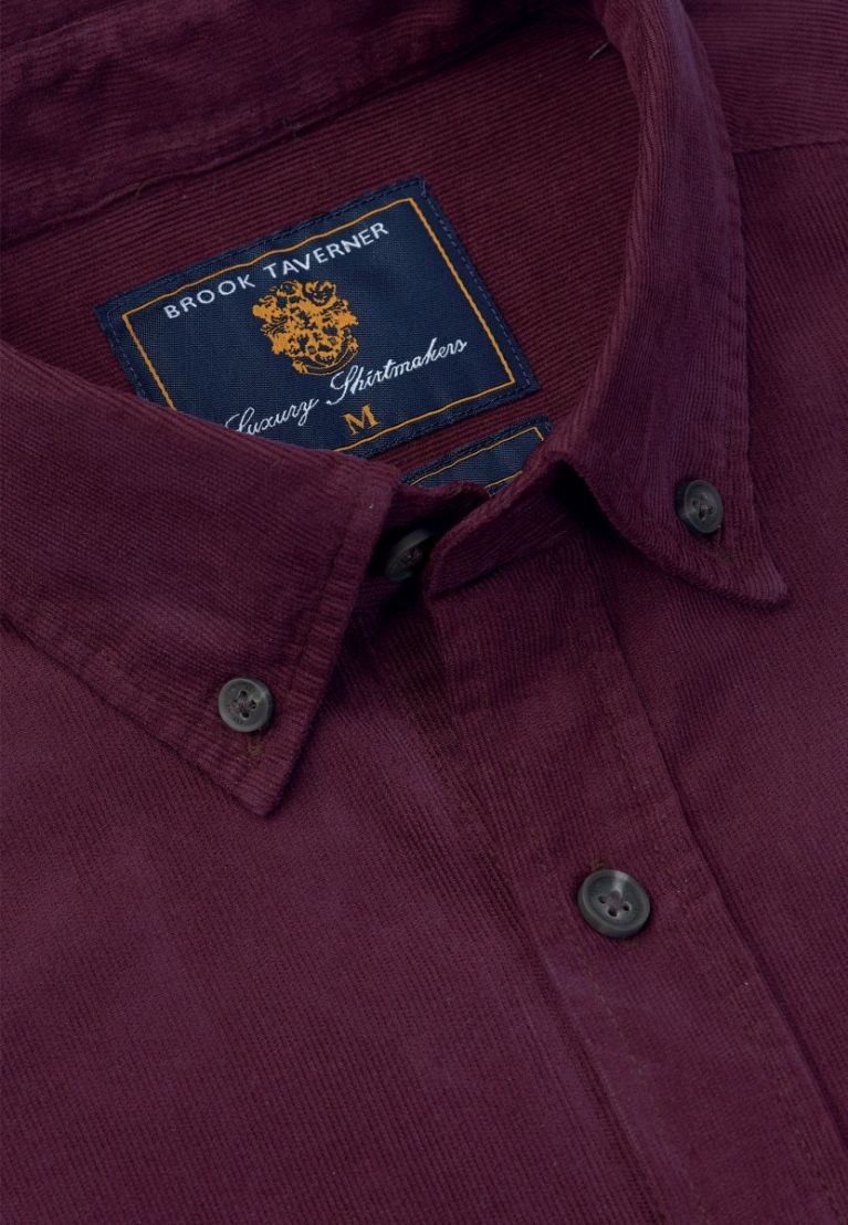 Regular Fit Plum Needlecord Cotton Shirt