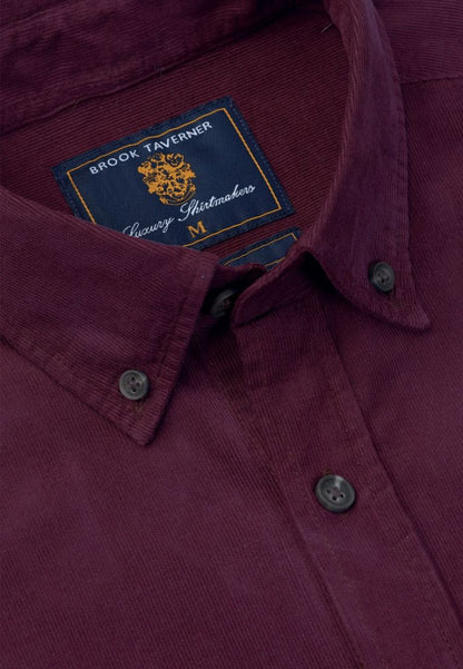 Regular Fit Plum Needlecord Cotton Shirt