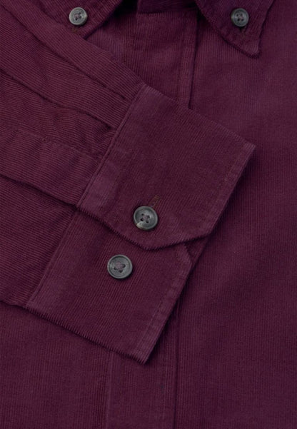 Regular Fit Plum Needlecord Cotton Shirt