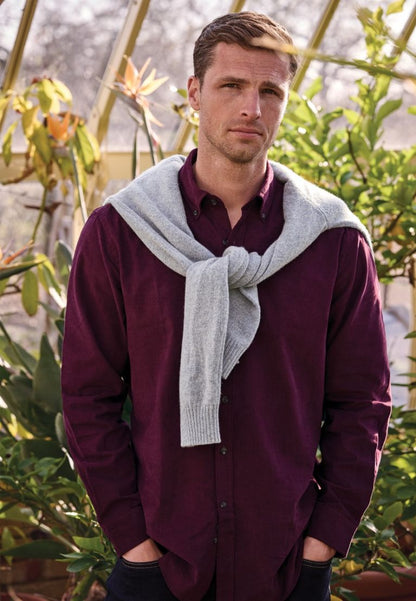 Regular Fit Plum Needlecord Cotton Shirt
