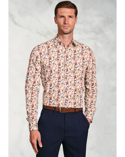 Regular Fit Ecru Acorn Print Cotton Shirt