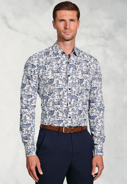 Wolf Print Cotton Shirt