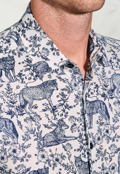Wolf Print Cotton Shirt