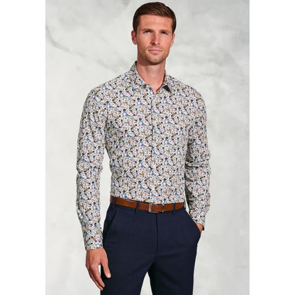 Regular Fit Ecru Nutcracker Print Cotton Shirt