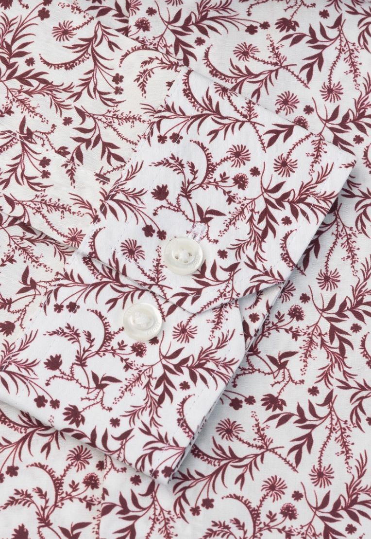 Regular Fit Burgundy Floral Silhouette Cotton Shirt
