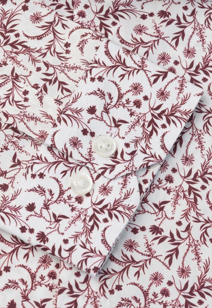 Regular Fit Burgundy Floral Silhouette Cotton Shirt