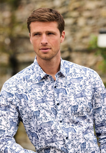Wolf Print Cotton Shirt
