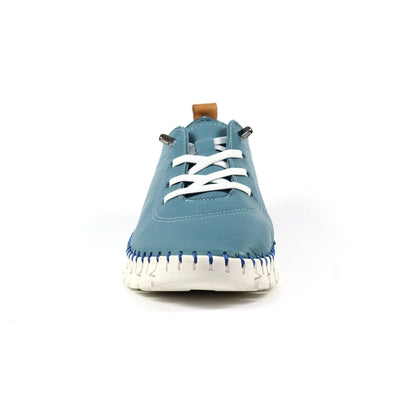 Lunar St Austell Light Blue Leather Plimsoll