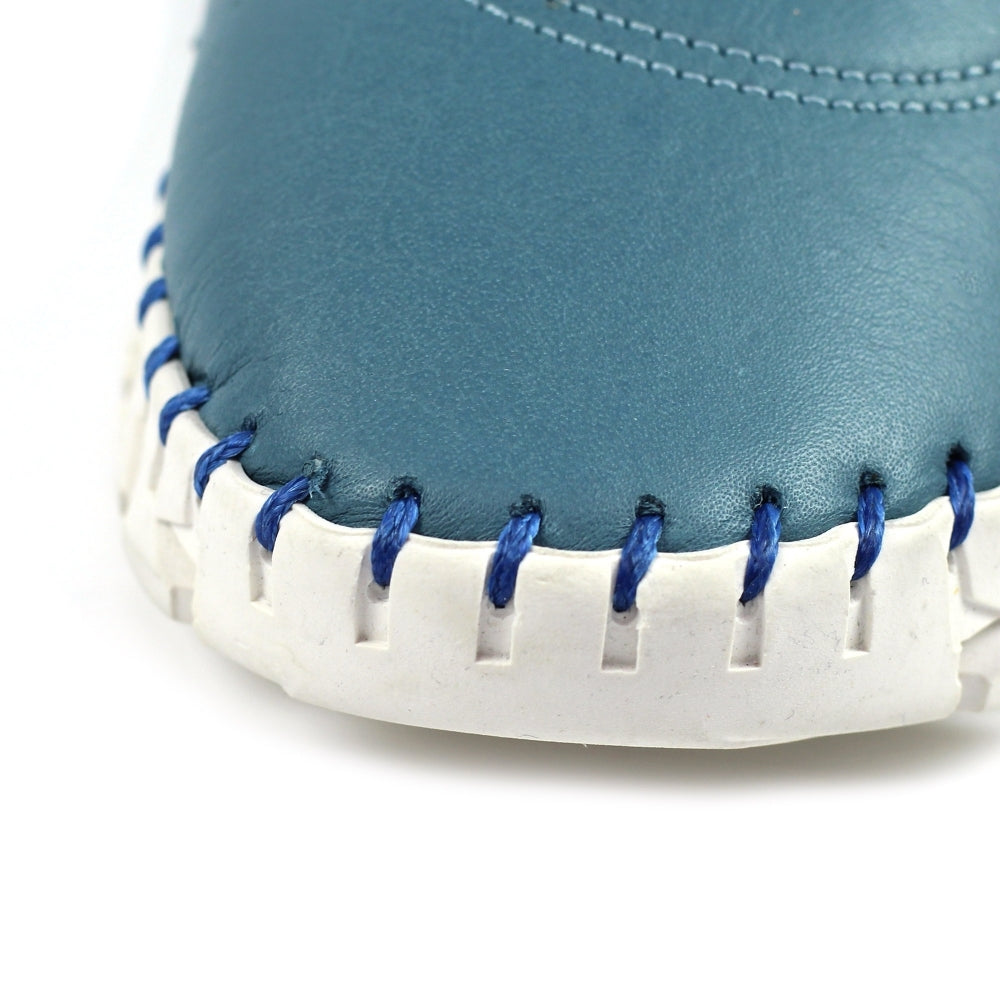 Lunar St Austell Light Blue Leather Plimsoll